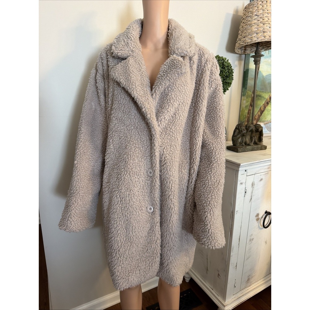 American Eagle Sherpa Long Coat XXL Blush Color Lined Comfy Warm